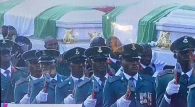 BREAKING: President Tinubu Attends funeral service of Nigerian soldiers Killed in OKUAMA, Delta State