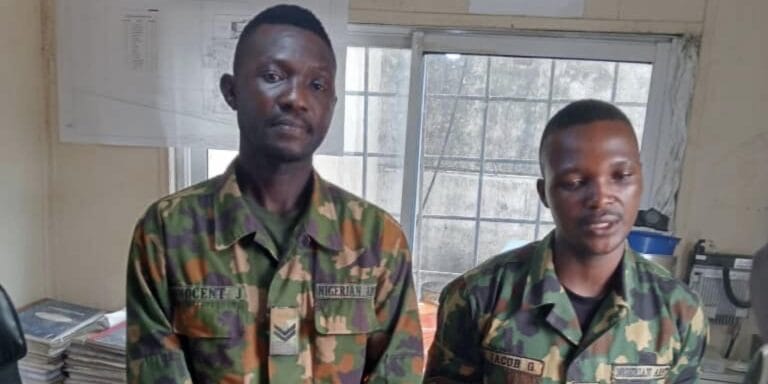 Two Nigerian Soldiers detained for Stealing armoured Cables in Lagos | Epicstorian News Two Nigerian Soldiers detained for Stealing armoured Cables in Lagos