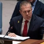 Israeli ambassador to the United Nations (UN), Gilad Erdan speaks to the assembly about UNRWA employees involvement in October 7 attack on Israel