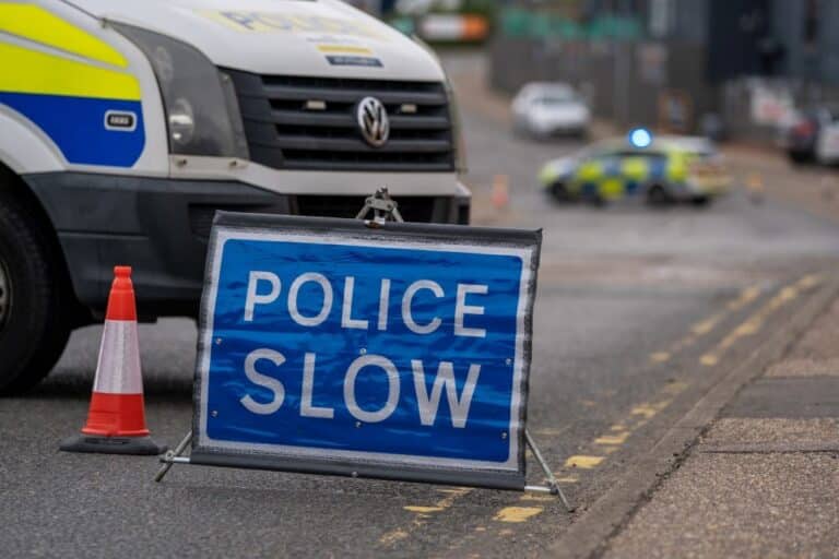 Essex Police at the scene of a fatal hit-and-run in Pitsea where two children were killed.
