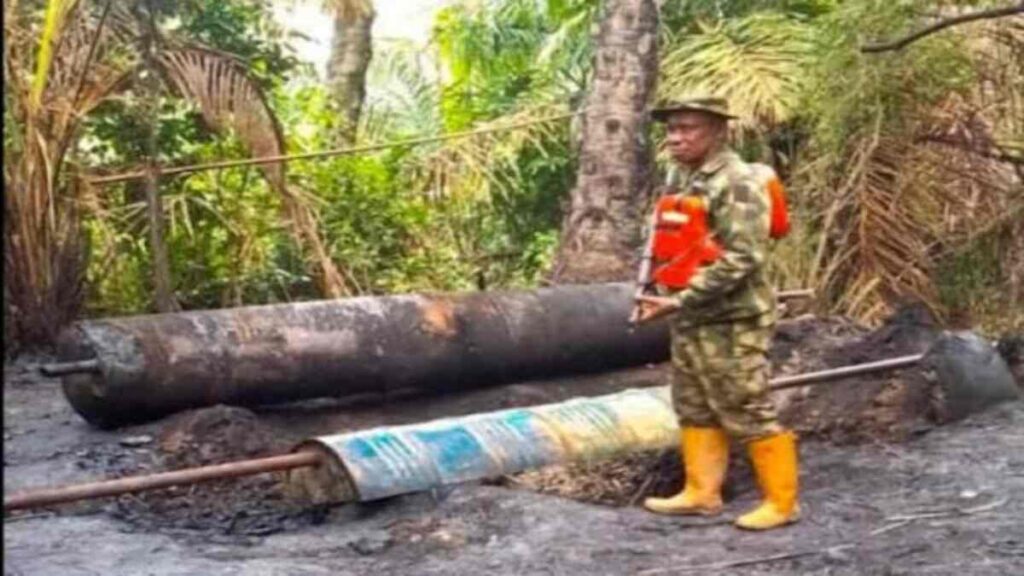 Nigerian Army Dismantles 18 Oil Bunkering Sites in Aggressive Crackdown | Epicstorian News Oil Bunkering Crackdown site dismantled by Nigerian troops during Niger Delta security operation in forest zones