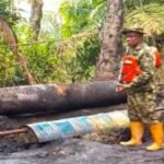 Oil Bunkering Crackdown site dismantled by Nigerian troops during Niger Delta security operation in forest zones