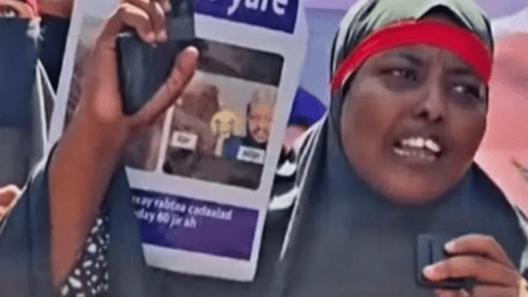 Protesters in Mogadishu demand justice after child marriage case involving missing Somali eight-year-old girl sparks outrage.