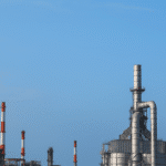 Oil refinery with smokestacks represents global oil supply increase after new OPEC+ output adjustment, IEA reports