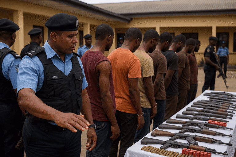 Imo Police arrest 147 suspects involved in kidnapping, robbery, rape, and trafficking across Imo State communities.