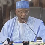 INEC Chairman Mahmood Yakubu announces 2026 Ekiti and Osun governorship elections schedule at Abuja briefing.