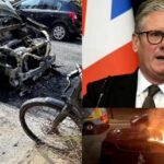 Burned vehicle linked to arson attacks on Keir Starmer's street extinguished by firefighters on 8 May.