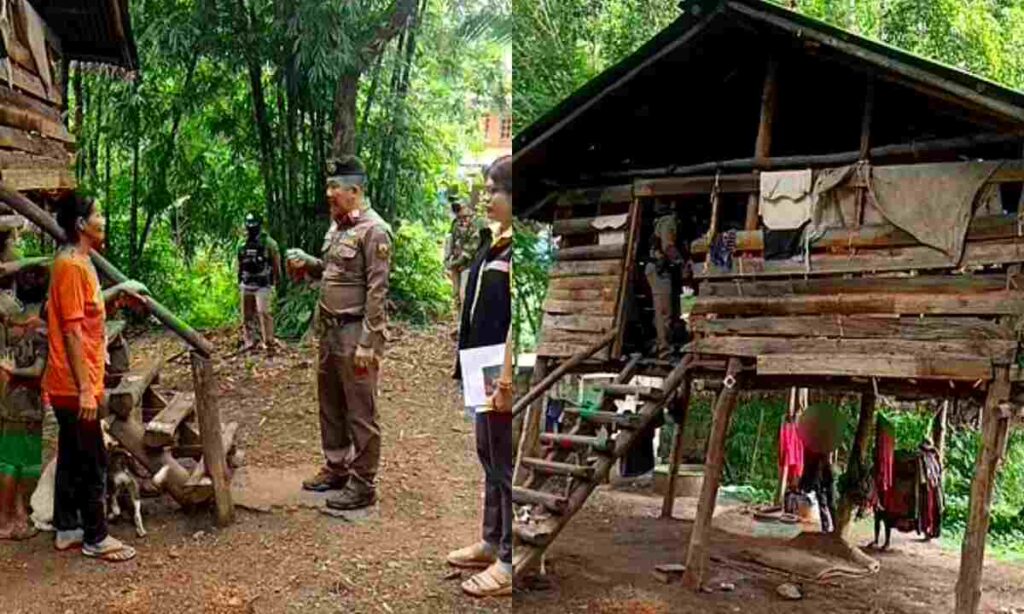 Thai officials rescue abandoned child raised by dogs, found barking in remote forest shack during drug raid.