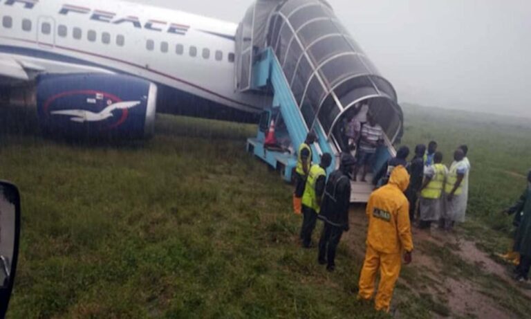 Air Peace aircraft on runway after Port Harcourt landing incident without injuries reported by airline officials