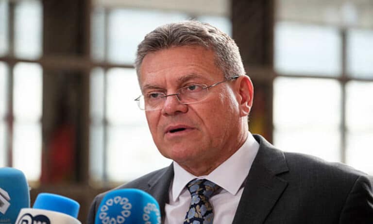 EU trade chief Maros Sefcovic discusses urgent US tariff negotiations with European trade ministers in Brussels.