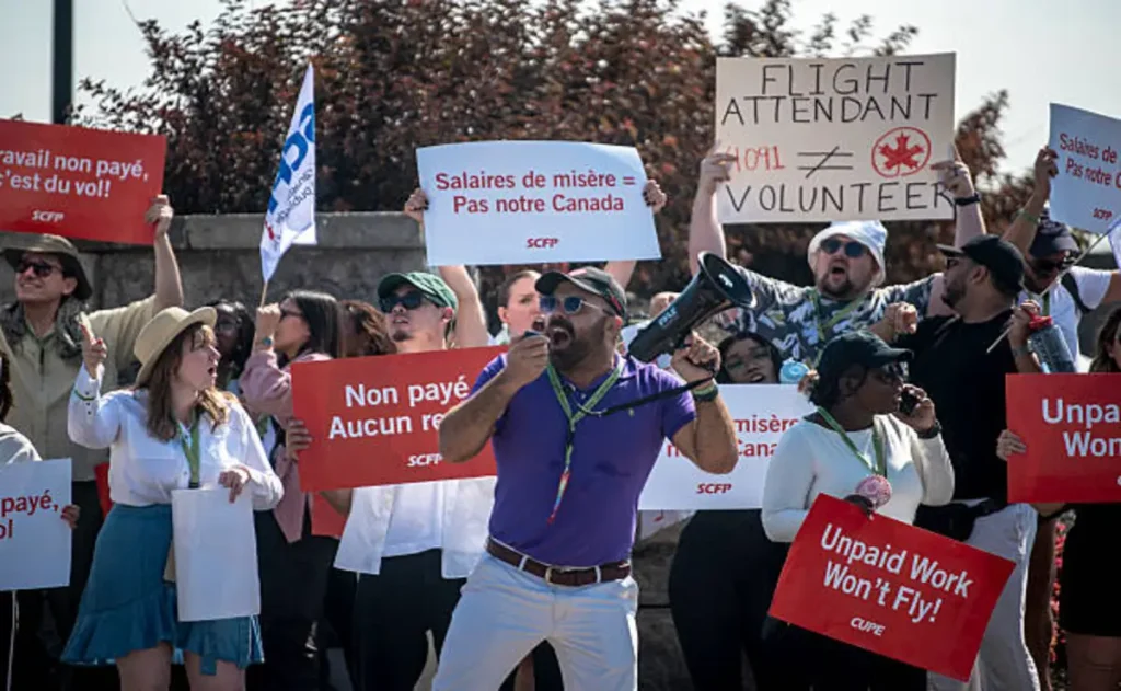 Thousands stranded after Air Canada strike prompts government back-to-work order | Epicstorian News Air Canada strike disrupts flights as attendants protest at Toronto Pearson Airport during peak summer travel season.