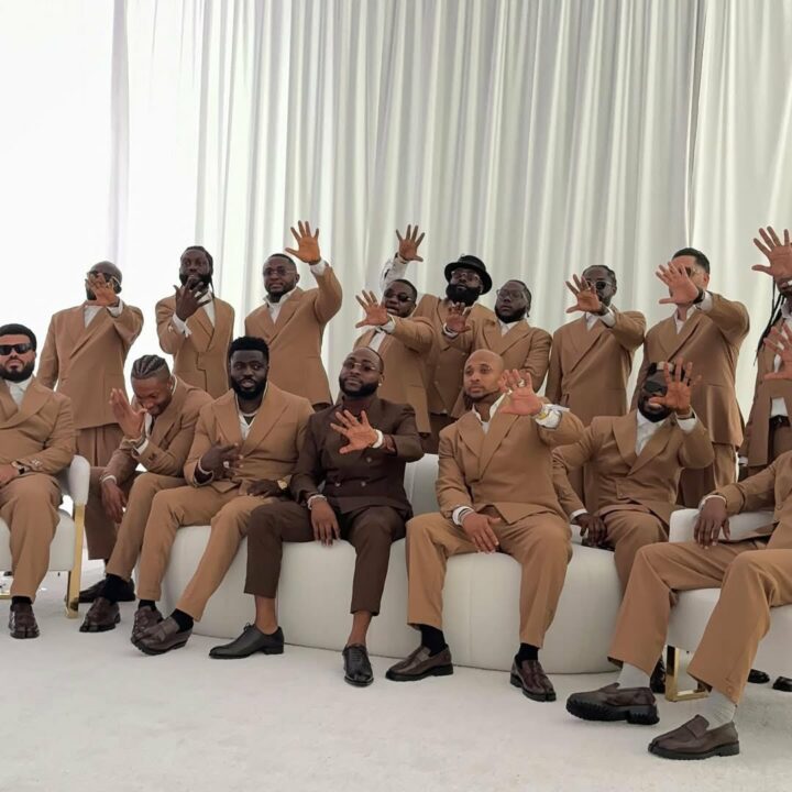 Photos: Davido and Chioma $3.7 Million Miami CHIVIDO 2025 White Wedding | Epicstorian News Davido and his men in suit at the CHIVIDO 2025 Miami wedding