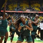Nigeria’s D’Tigress lift AfroBasket 2025 trophy after defeating Mali 78–64 in the final game.
