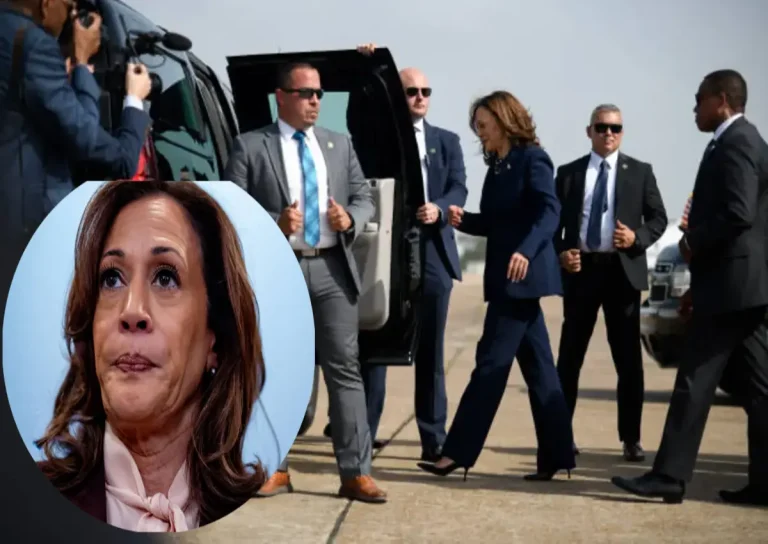 Kamala Harris walks with Secret Service agents during public event as debate grows over vice-presidential protection policies.