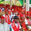 Ohanaeze Ndigbo representatives seated around an outdoor table during a discussion on regional development