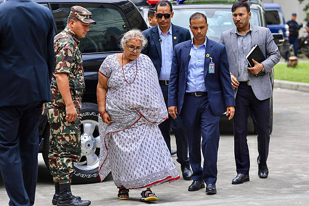 Nepal interim prime minister Sushila Karki as the country's first female prime minister sworn in during crisis after deadly protests and government collapse in Kathmandu.