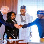 Tinubu and Colombia Vice President Francia Márquez shake hands in Abuja, symbolizing Nigeria Colombia cooperation and unity.