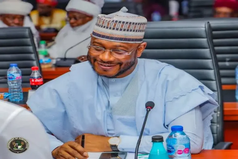 Governor Dauda Lawal addresses audience at Gusau SABER launch event, announcing ₦1.1bn grants for Zamfara businesses.