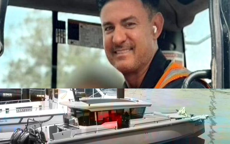 Police boats at night on Parramatta River investigating Sydney millionaire’s fatal $700k speedboat crash near Hunters Hill.