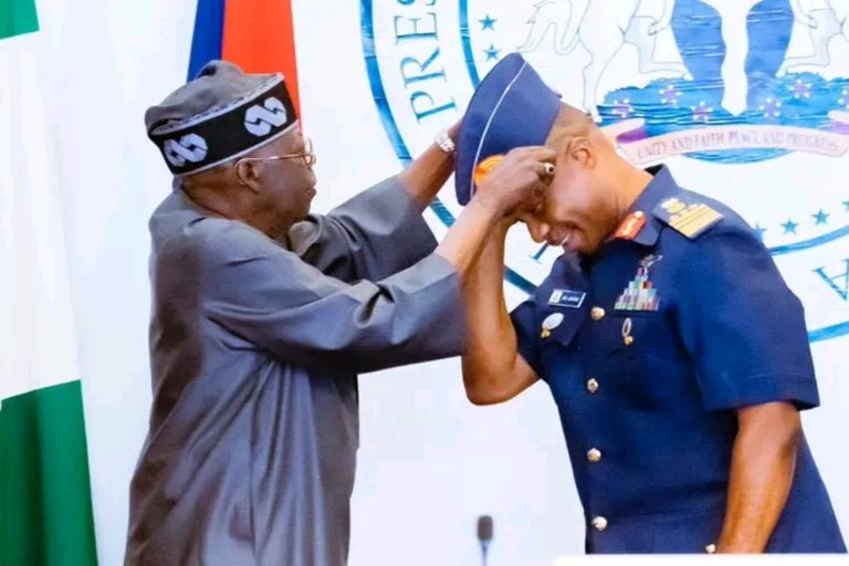 President Tinubu decorates newly appointed service chiefs at the State House Abuja after Senate confirmation of appointments.