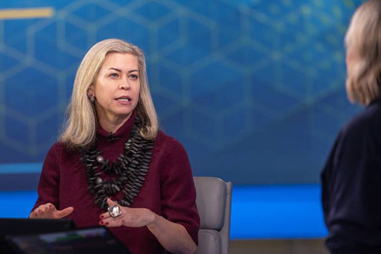 Anna Skoglund discusses EMEA M&A growth during a Bloomberg interview in London, highlighting optimism over upcoming rate cuts.