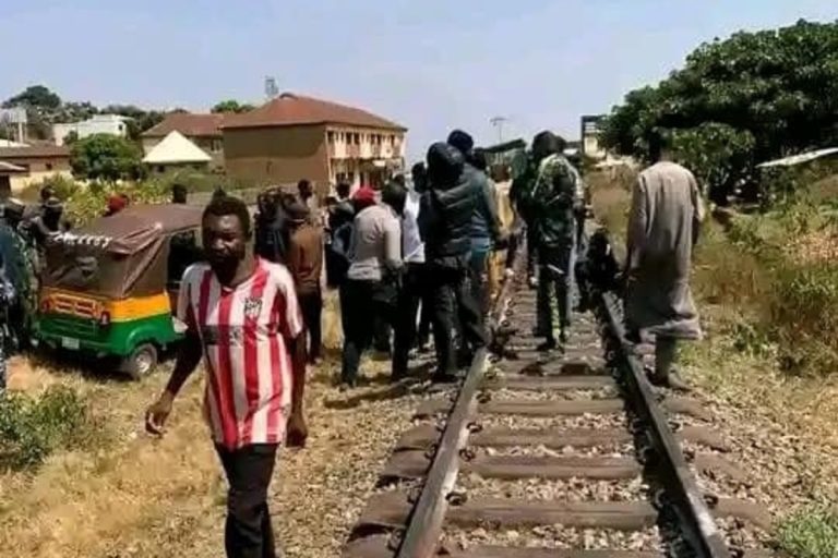 Wreckage of tricycle after deadly train-tricycle collision at Phototek Junction in Jos South, Plateau State, Nigeria.