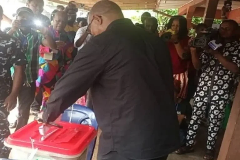 Peter Obi casting his ballot in Anambra State amid concerns of vote buying in Nigeria’s election