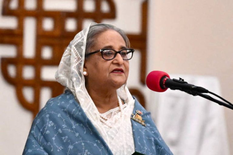 Sheikh Hasina speaks at her fifth term swearing-in ceremony in Dhaka, Bangladesh, with official AFP photographer coverage