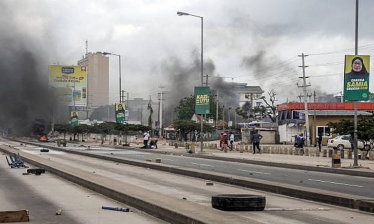 Satellite image showing disturbed ground linked to alleged mass burials during Tanzania protests amid nationwide unrest