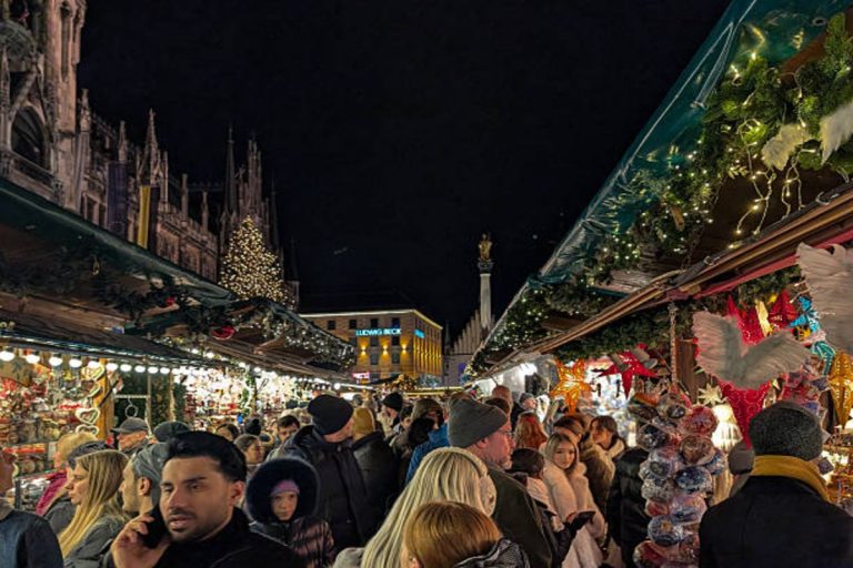 Christmas Atmosphere on Marienplatz Square in Munich