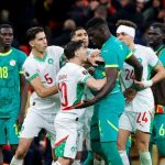 Senegalese fans scuffle with Moroccan security during AFCON final 2026 in Rabat stadium.