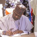 Borno State Acting Governor Umar Kadafur signing N892.4 billion 2026 appropriation bill at Government House, Maiduguri