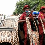 Amotekun Corps official during security operation in Ibadan following dispute with Nigeria Police Zone 11