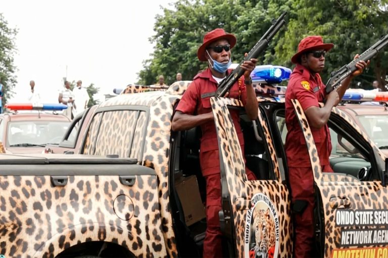 Amotekun Corps official during security operation in Ibadan following dispute with Nigeria Police Zone 11