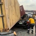 Two container trucks involved in fatal collision along Oshodi Apapa Expressway Mile 2 Lagos