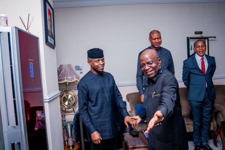 Former Vice President Yemi Osinbajo visits Abia Governor Alex Otti during birthday meeting in Umuahia residence discussing governance reforms