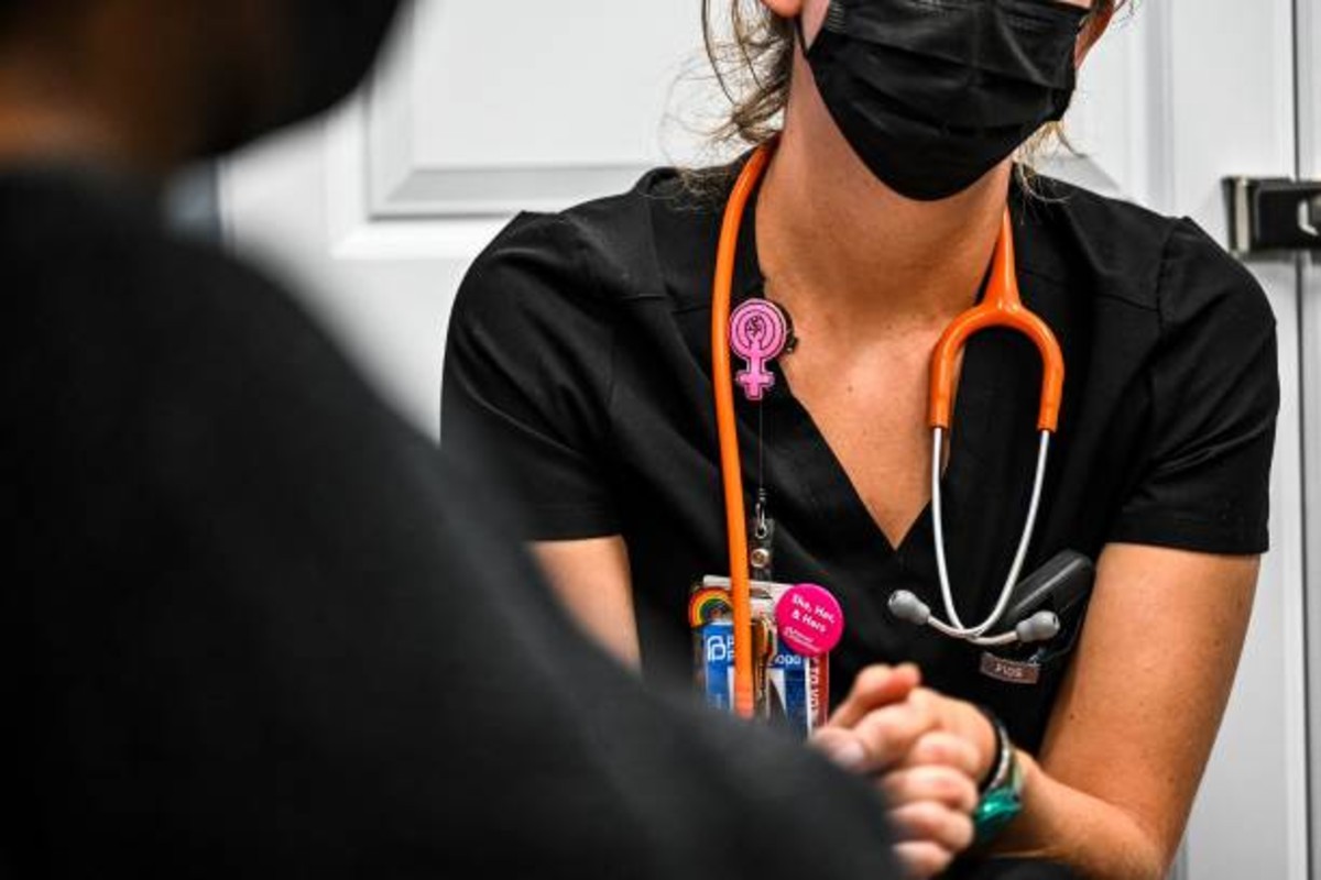 A woman undergoes medical check before an abortion at a UK reproductive health clinic